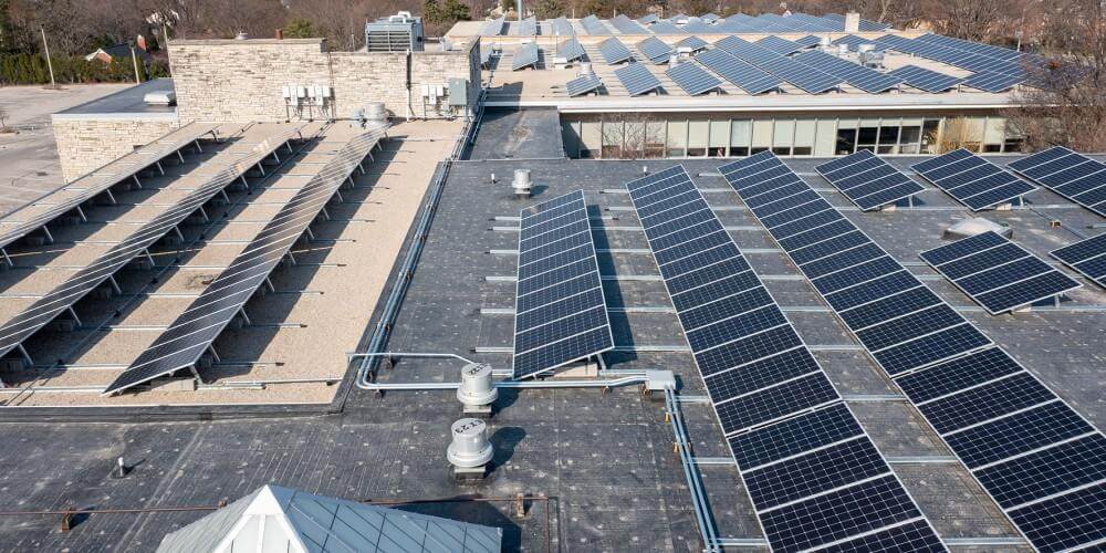 PV system on Wauwatosa City Hall Wisconsin USA installed by Arch Solar